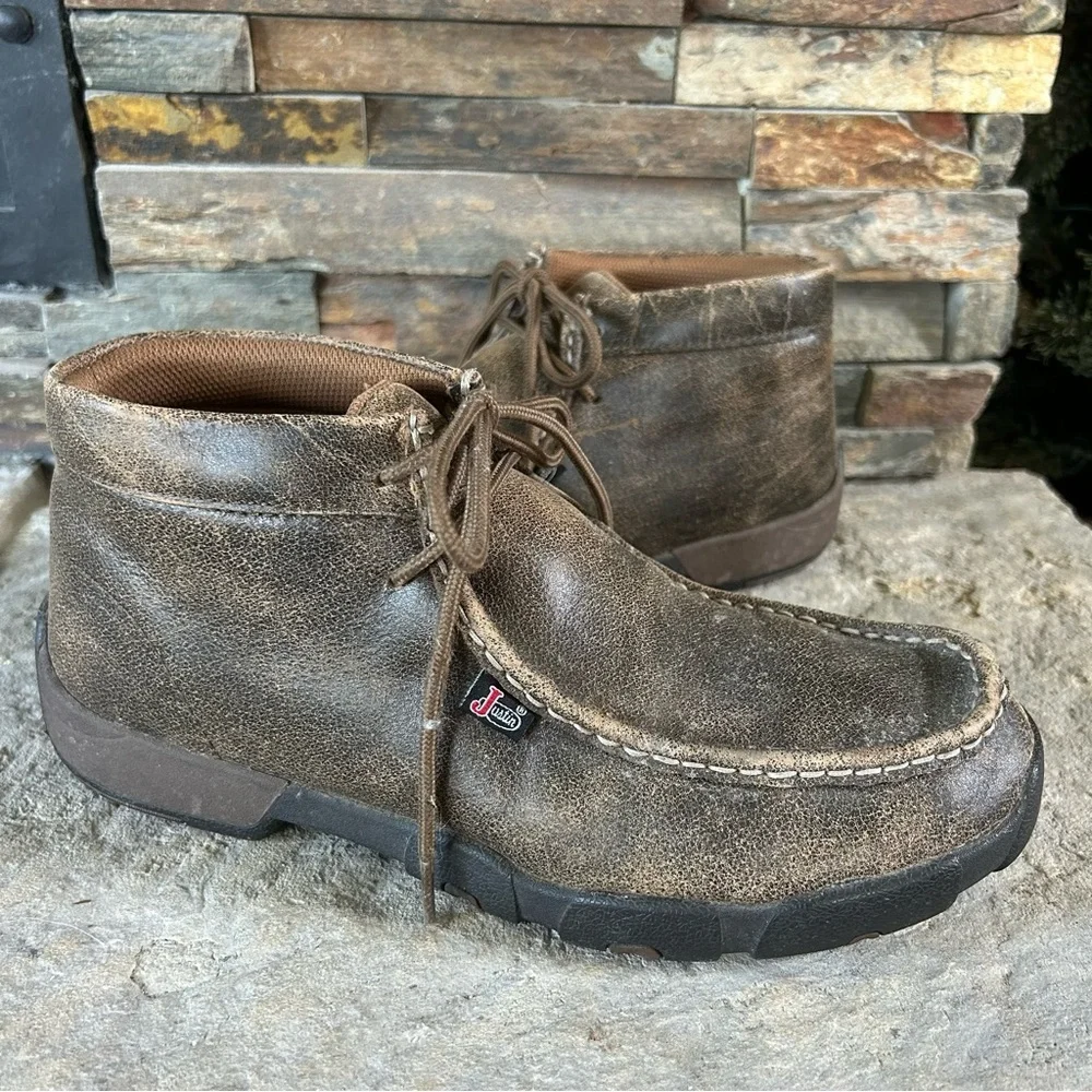 Justin Boots Brown Leather Driver Mocs Size 10.5‎